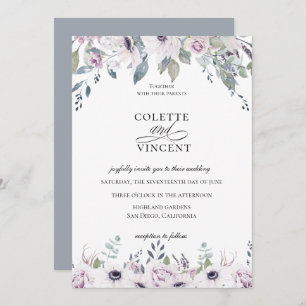 Dusty Garden Floral Wedding Invitation