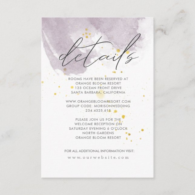 Dusty Gold and Mauve Details Enclosure Card (Front)