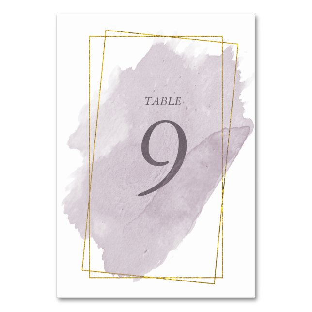 Dusty Gold and Mauve Wedding Table Card (Front)