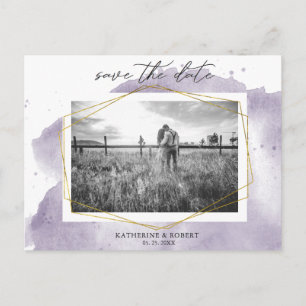Dusty Gold and Purple    Photo Save The Date Postcard