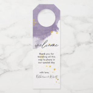 Dusty Gold and Purple Wedding Bottle Hanger Tags