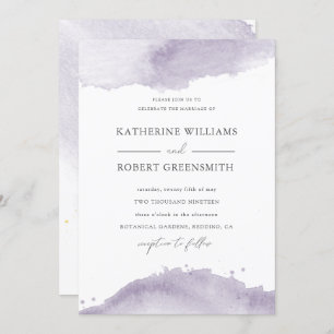 Dusty Gold Elegant Purple Wedding Invitation