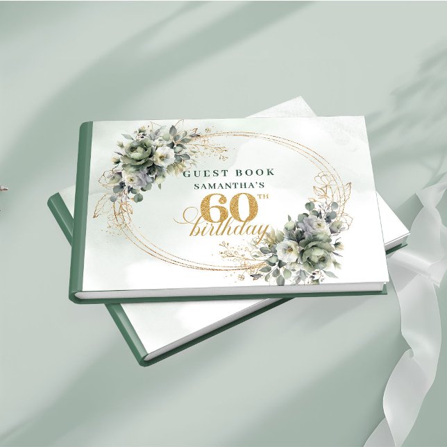 Dusty Green 60th Birthday Boho Foliage Guest Book (Dusty Green 60th Birthday Boho Foliage Guest Book

)