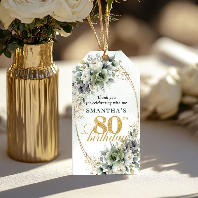 Dusty Green 80th Birthday Boho Foliage Tag (Dusty Green 80th Birthday Boho Foliage Tag

)