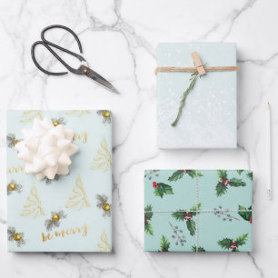 Dusty Green and Gold Wrapping Paper Sheets