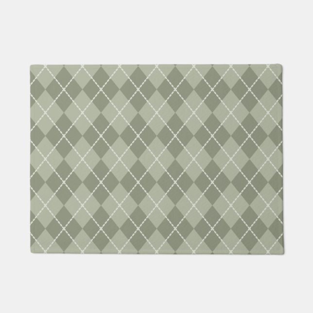 Dusty Green Argyle Doormat (Front)