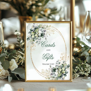 Dusty Green Botanical Cards And Gifts Table Sign