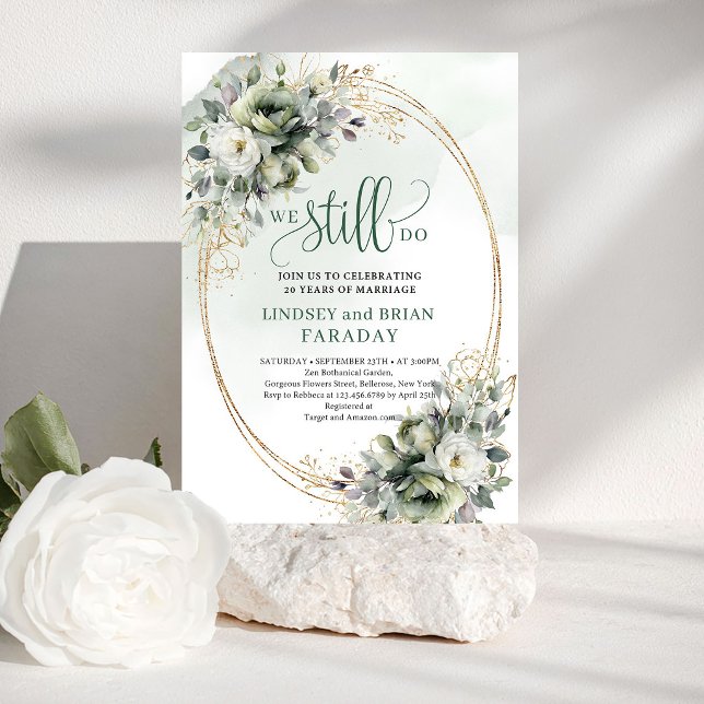 Dusty Green Botanical Foliage We Still Do Invites (Dusty Green Botanical Foliage We Still Do Invitation)