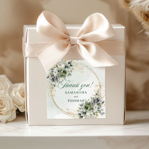 Dusty Green Botanical Thank You Favour Sticker