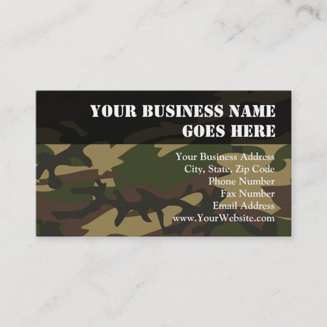 Dusty Green Camo Business Card (Front)