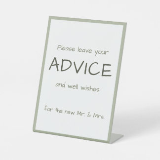 Dusty Green Casual Handwriting Advice & Wishes Pedestal Sign