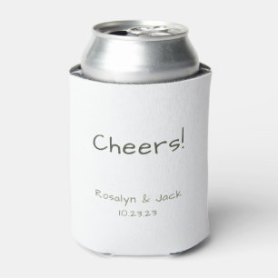 Dusty Green Casual Handwriting Cheers  Can Cooler