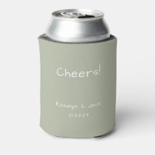 Dusty Green Casual Handwriting Cheers  Can Cooler