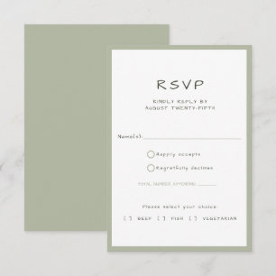 Dusty Green Casual Handwriting Meal Choice  RSVP Card