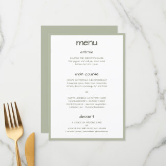 Dusty Green Casual Handwriting Minimalist Modern Menu