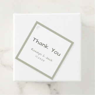 Dusty Green Casual Handwriting Thank You Square Favour Tags