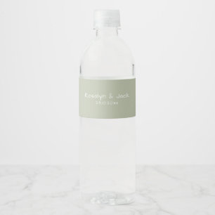 Dusty Green Casual Handwriting Water Bottle Labels