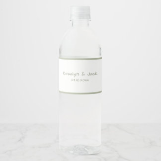 Dusty Green Casual Handwriting Water Bottle Labels