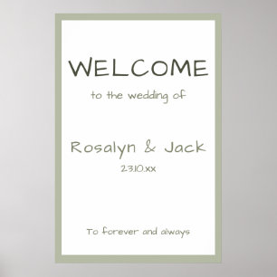 Dusty Green Casual Handwriting Welcome Wedding Poster
