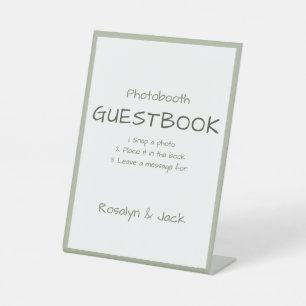 Dusty Green Casual Typography Photobooth Guestbook Pedestal Sign