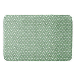 Dusty Green Chevron Pattern Small Bath Mat