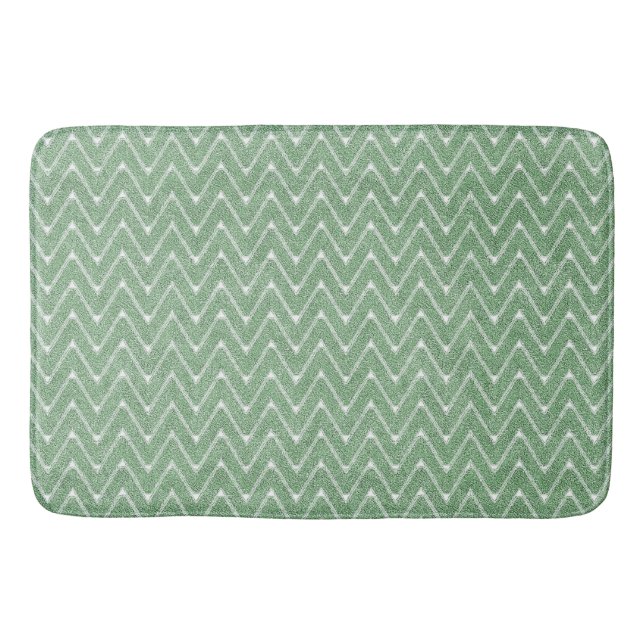 Dusty Green Chevron Pattern Small Bath Mat (Front)