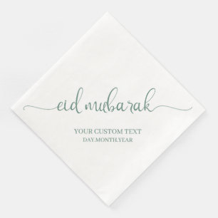Dusty Green Eid Mubarak Calligraphy Custom Napkin