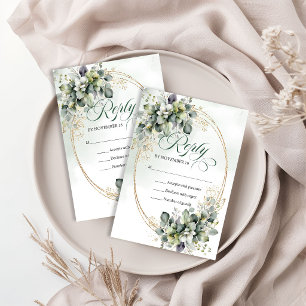 Dusty Green Eucalyptus Botanical Watercolor RSVP Card