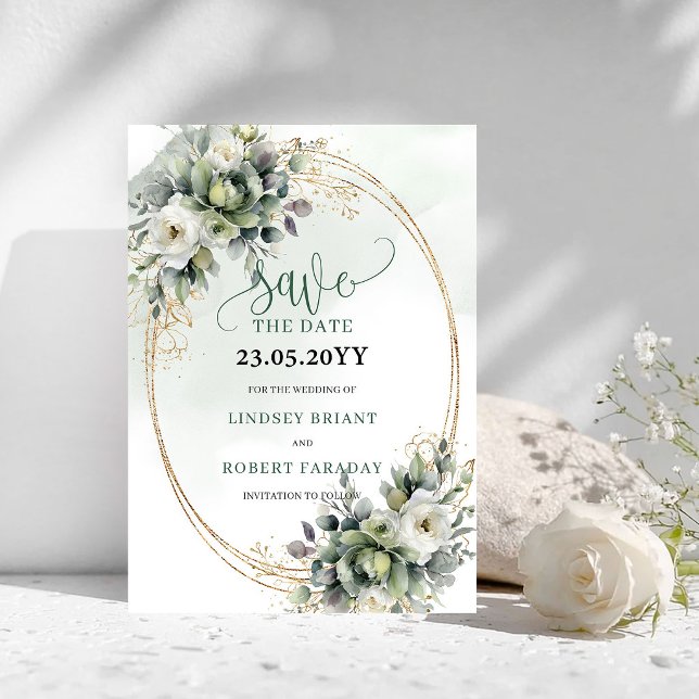 Dusty Green Eucalyptus Greenery Save The Date (Dusty Green Eucalyptus Greenery Save The Date)