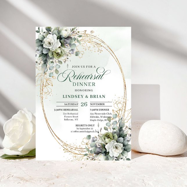 Dusty Green Eucalyptus Rehearsal Dinner Invitation (Dusty Green Eucalyptus Rehearsal Dinner Invitation)