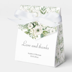 Dusty green floral rose watercolor wedding favour box