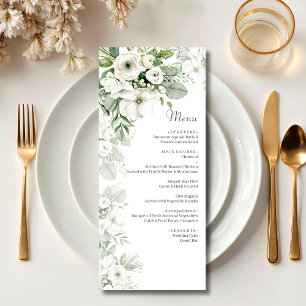 Dusty green floral rose watercolor wedding menu