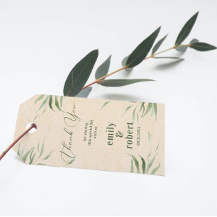 Dusty Green Foliage Beige Craft Paper Gift Tags