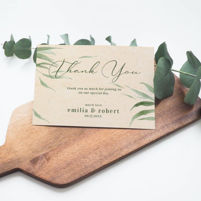 Dusty Green Foliage, Beige Paper, Thank You (Creator Uploaded)