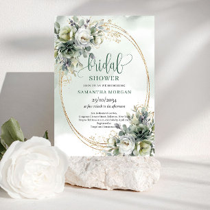 Dusty Green Foliage Bridal Shower Invitation