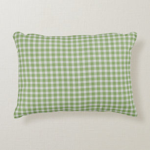 Dusty Green Gingham Checkered Plaid Decorative Cushion