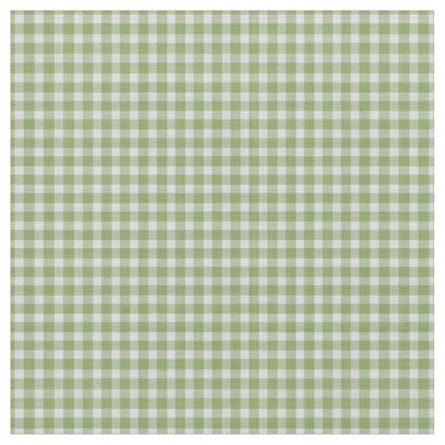 Dusty Green Gingham Checkered Plaid Fabric (Close Up)