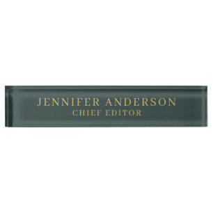 Dusty Green & Gold Colour Professional Modern Plai Nameplate