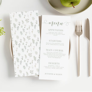 Dusty green Greenery floral wedding Menu cards