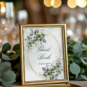 Dusty Green Greenery Guest Book Tabletop Sign