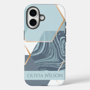 dusty green marble customizable personalized name iPhone 16 case