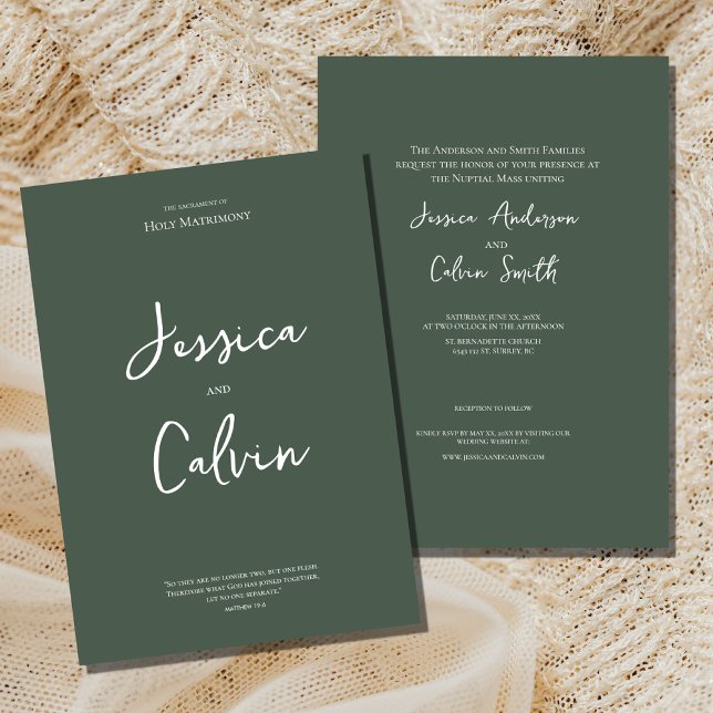 Dusty Green Minimal Religious Wedding Invitation  (Creator Uploaded)