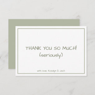 Dusty Green Minimalist Modern Thank You Card
