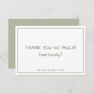 Dusty Green Minimalist Modern Thank You Card
