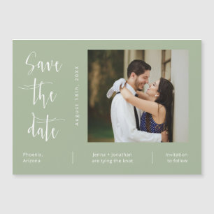 Dusty Green Minimalist Save the Date Photo Magnet