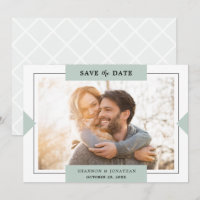 Dusty Green Modern Simple Photo Save the Date