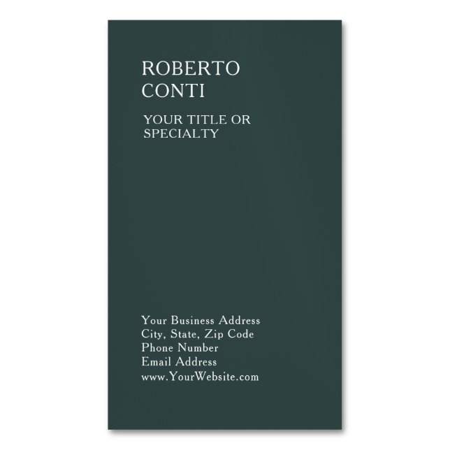 Dusty Green Unique Plain Minimalist Magnetic Business Card (Front Vertical)