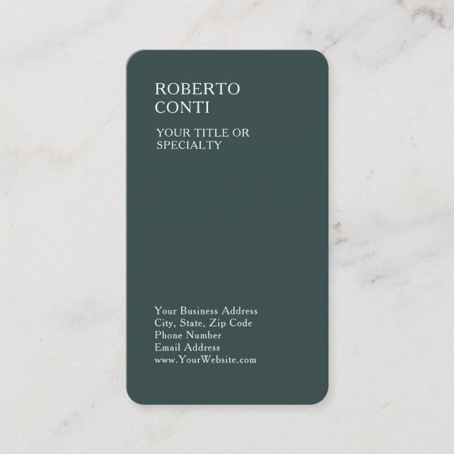 Dusty Green Unique Plain Minimalist Premium Silk Business Card (Front)