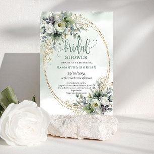 Dusty Green Watercolor Bridal Shower Invitation