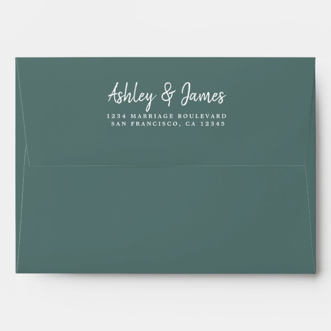 Dusty Green Wedding Return Address Envelope (Back (Top Flap))